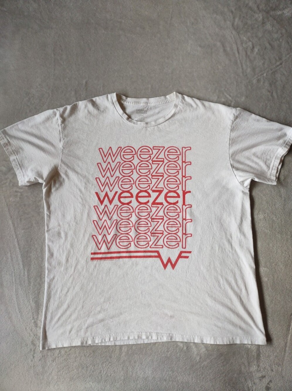 Weezer Band Graphic T-Shirt Men’s White Pink Logo Tee Oversized Short Sleeve L